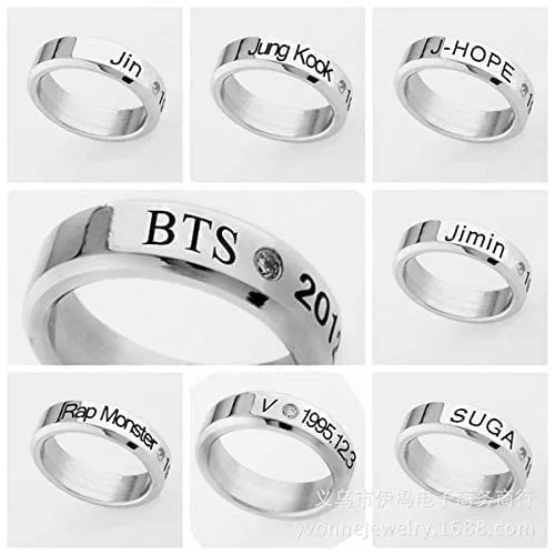 Yellow Chimes Rings Yellow Chimes Rings for Men Kpop Bts Band Jung Kook Name and Dob Mens Stainless Steel Band Designed Ring for Men and Boys