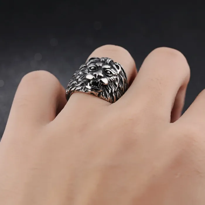 Yellow Chimes Rings YELLOW CHIMES Rings for Men Silver Toned Lion Tough Designed Stainless Steel Smooth Finished Bikers Ring for Boys and Men