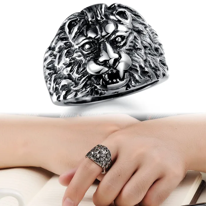 Yellow Chimes Rings YELLOW CHIMES Rings for Men Silver Toned Lion Tough Designed Stainless Steel Smooth Finished Bikers Ring for Boys and Men