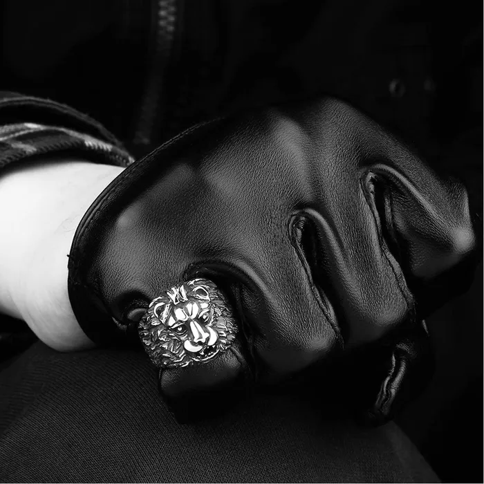 Yellow Chimes Rings YELLOW CHIMES Rings for Men Silver Toned Lion Tough Designed Stainless Steel Smooth Finished Bikers Ring for Boys and Men