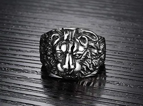 Yellow Chimes Rings YELLOW CHIMES Rings for Men Silver Toned Lion Tough Designed Stainless Steel Smooth Finished Bikers Ring for Boys and Men