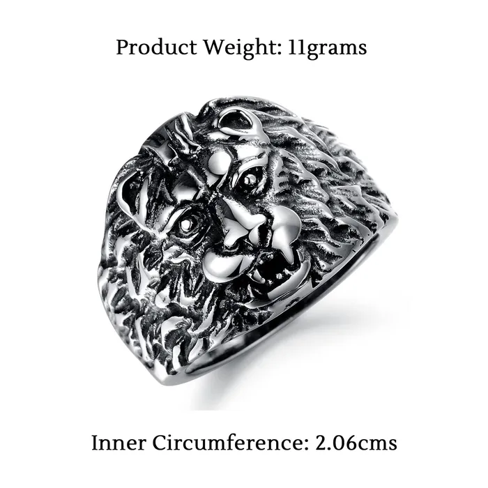 Yellow Chimes Rings YELLOW CHIMES Rings for Men Silver Toned Lion Tough Designed Stainless Steel Smooth Finished Bikers Ring for Boys and Men