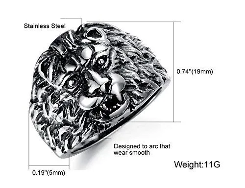 Yellow Chimes Rings YELLOW CHIMES Rings for Men Silver Toned Lion Tough Designed Stainless Steel Smooth Finished Bikers Ring for Boys and Men