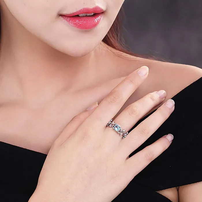 Yellow Chimes Rings Yellow Chimes Rings Royal Blue Crystal Ring in Red Velvet Rose Ring Box for Women and Girls