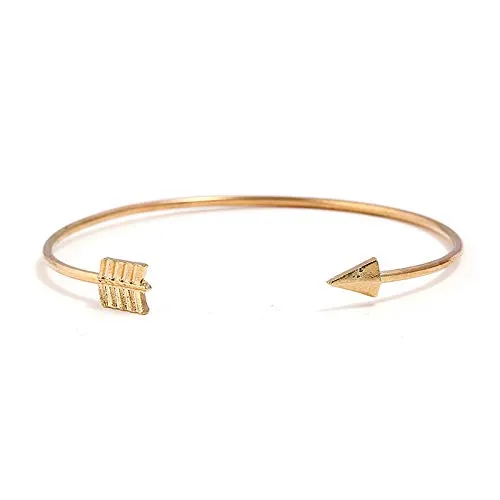 Yellow Chimes Rings Yellow Chimes Trandy Elegant Set of 2 Pcs Opening Arrow Knot Charm Gold Plated Cuff Bracelet for Women and Girls