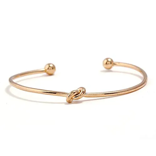 Yellow Chimes Rings Yellow Chimes Trandy Elegant Set of 2 Pcs Opening Arrow Knot Charm Gold Plated Cuff Bracelet for Women and Girls