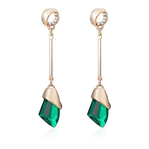 Yellow Chimes Rose Gold Hangings long Green Crystal Earrings for Women and Girls Yellow Chimes Earrings Yellow Chimes Rose Gold Hangings long Green Crystal Earrings for Women and Girls Yellow Chimes Earrings