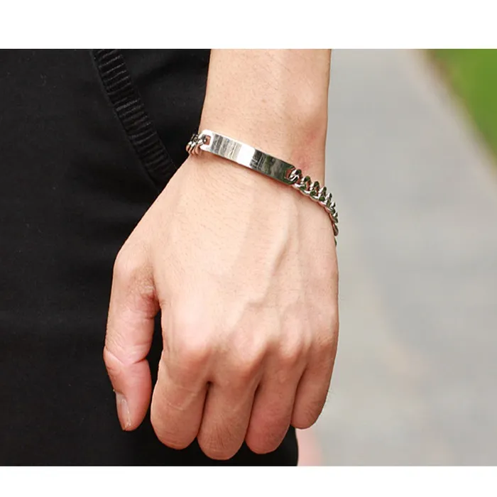 Yellow Chimes Silver Tag Stainless Steel Chain Bracelet for Men and Boys Yellow Chimes Necklaces