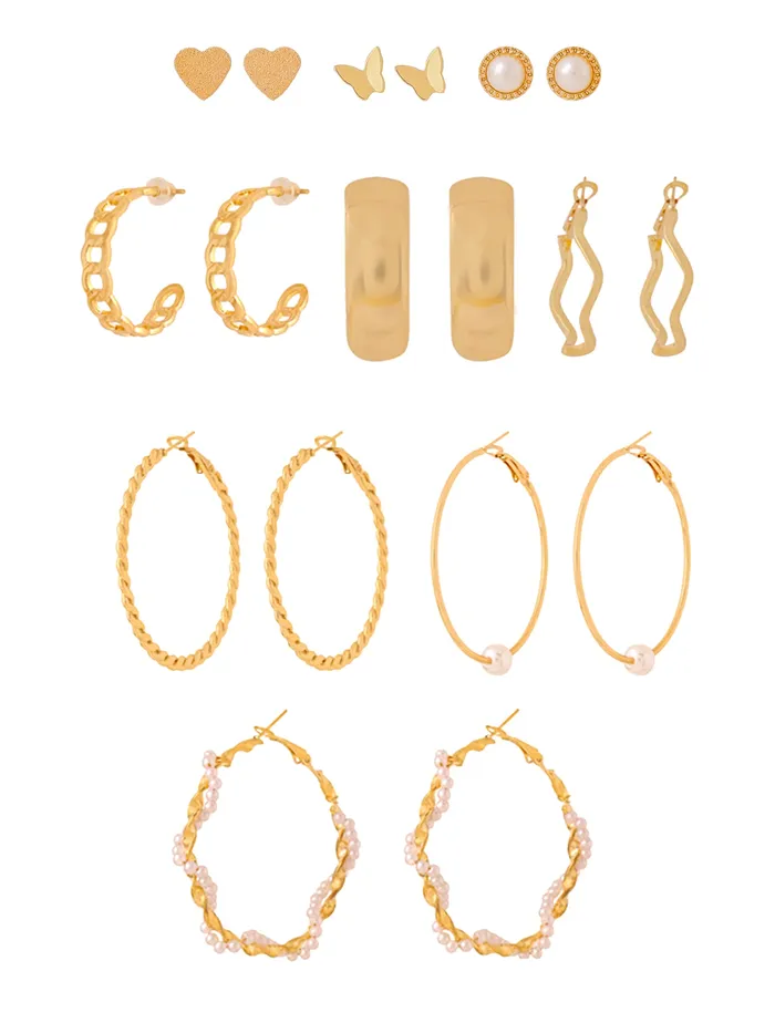 Yellow Chimes Stud Earrings for Women Fashion Gold Earrings for Girls Combo of 9 Pairs Stud Hoop Earrings Set Big Hoops Set Women Earrings Chic Reverie Birthday Anniversary Gift For Women Yellow Chimes Earrings Yellow Chimes Stud Earrings for Women Fashion Gold Earrings for Girls Combo of 9 Pairs Stud Hoop Earrings Set Big Hoops Set Women Earrings Chic Reverie Birthday Anniversary Gift For Women Yellow Chimes Earrings
