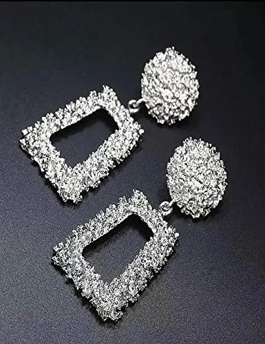 Yellow Chimes Stylish Designer Look Geometric Square Gold Plated Party Wear Drop Earring For Women Yellow Chimes Earrings