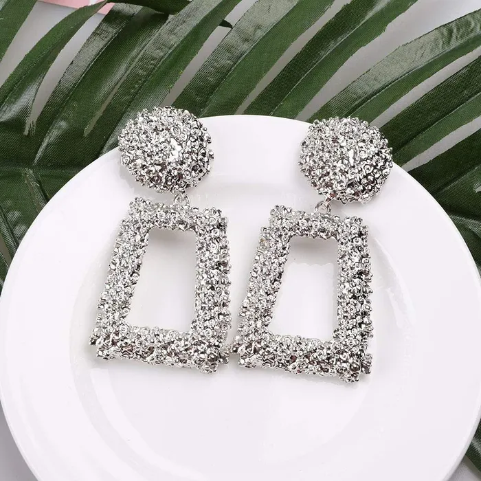 Yellow Chimes Stylish Designer Look Geometric Square Gold Plated Party Wear Drop Earring For Women Yellow Chimes Earrings