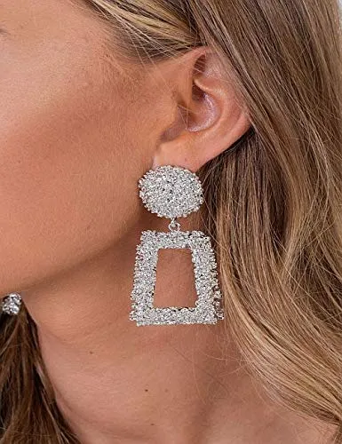Yellow Chimes Stylish Designer Look Geometric Square Gold Plated Party Wear Drop Earring For Women Yellow Chimes Earrings