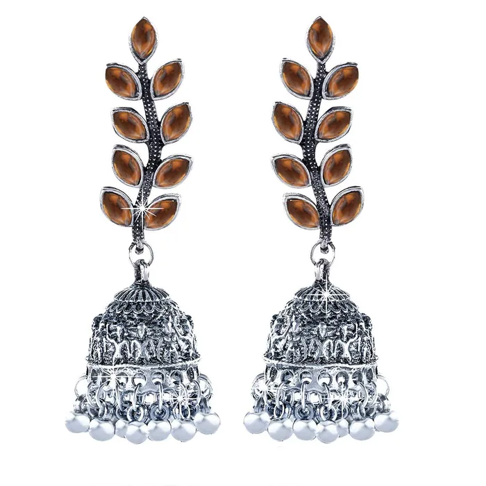 Yellow Chimes Stylish Leaf Wine Silver Oxidized Traditional Jhumka Earrings for Women and Girls Orange Yellow Chimes Necklaces Yellow Chimes Stylish Leaf Wine Silver Oxidized Traditional Jhumka Earrings for Women and Girls Orange Yellow Chimes Necklaces