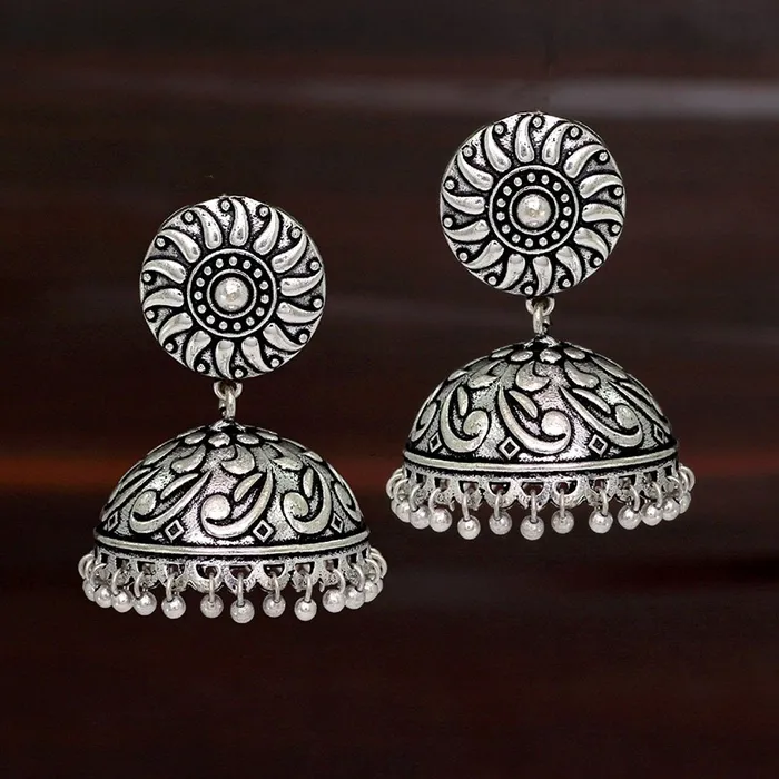 Yellow Chimes Traditional Earring Collection Oxidized Silver Plated Jhumka Earrings for Women and Girls Yellow Chimes Earrings