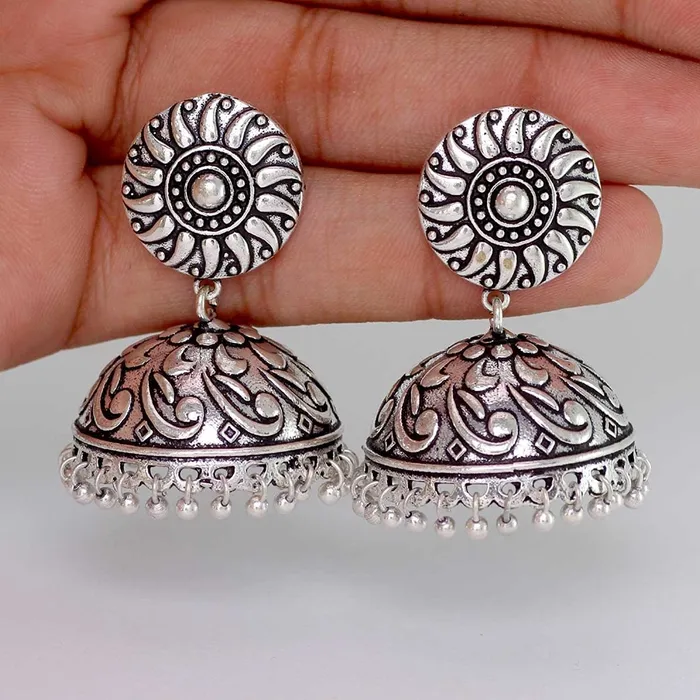 Yellow Chimes Traditional Earring Collection Oxidized Silver Plated Jhumka Earrings for Women and Girls Yellow Chimes Earrings