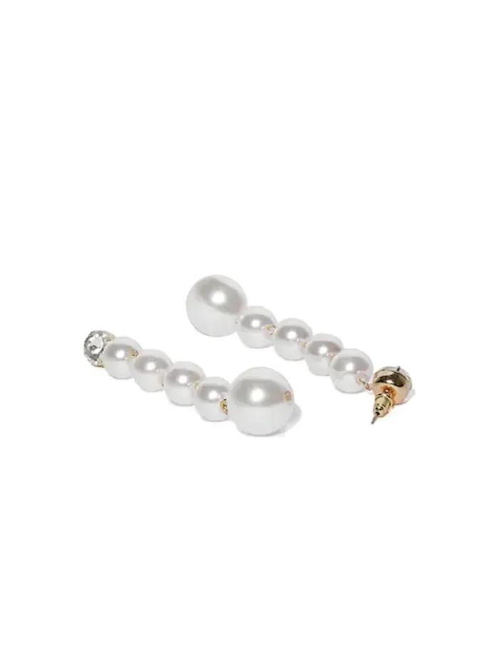 Yellow Chimes White Danglers Earrings for Women Pearl Earrings for Girls Gold Plated Fashion Women Earrings Long Chain Dangler Earrings Birthday Gift For Girls Anniversary Gift for Wife Yellow Chimes Necklaces