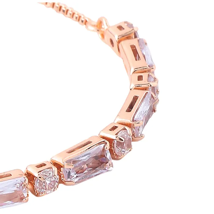 Yellow Chimes Women Crystal Bracelets Rose Gold Plated Bracelets For Women Rose Gold CZ Crystals Bracelet For Woman Birthday Gift for Girls Women Anniversary Gift for Wife Yellow Chimes Necklaces