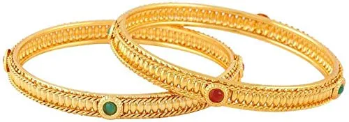 Yellow Chimes Yellow Chimes 2 PCS Exclusive Delicate Plain Antique Gold Plated Traditional Bangles For Women And Girls 26 Necklaces Yellow Chimes Yellow Chimes 2 PCS Exclusive Delicate Plain Antique Gold Plated Traditional Bangles For Women And Girls 26 Necklaces