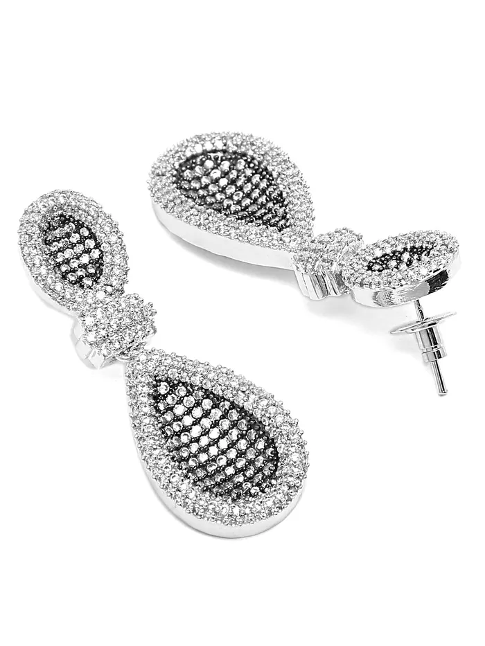 Yellow Chimes Yellow Chimes American Diamond Earrings for Women RhodiumPlated White ADStudded Drop Earrings for Women and Girls Bracelets