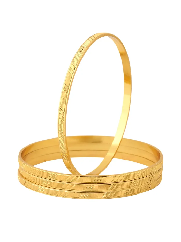 Yellow Chimes Yellow Chimes Bangles for Women Gold Toned Set of 4 Pcs Dialy Wear Bangles for Women and Girls Earrings