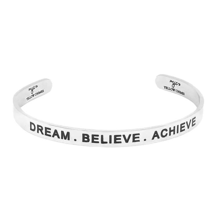 Yellow Chimes Yellow Chimes Bracelet for Unisex Dream Believe Achieve Inspirational Gifts Message Engraved Mirror Polish Stainless Steel Unisex Karma Band Kada Bracelet for Men and Women Earrings Yellow Chimes Yellow Chimes Bracelet for Unisex Dream Believe Achieve Inspirational Gifts Message Engraved Mirror Polish Stainless Steel Unisex Karma Band Kada Bracelet for Men and Women Earrings