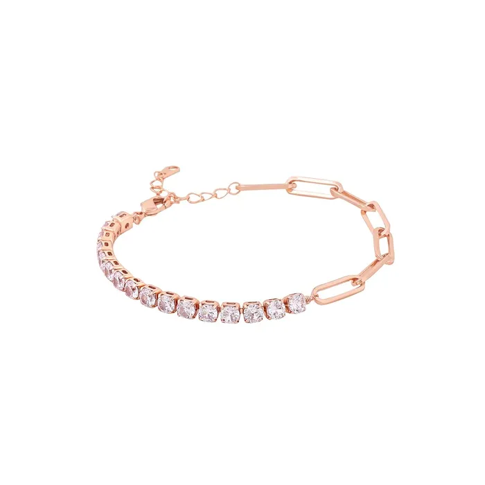 Yellow Chimes Yellow Chimes Bracelet for Women and Girls Fashion Crystal Bracelets for Women Rosegold Plated Tennis Cubic Zirconia China Bracelet Birthday Gift For Girls Women Anniversary Gift for Wife Earrings