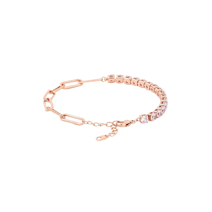 Yellow Chimes Yellow Chimes Bracelet for Women and Girls Fashion Crystal Bracelets for Women Rosegold Plated Tennis Cubic Zirconia China Bracelet Birthday Gift For Girls Women Anniversary Gift for Wife Earrings