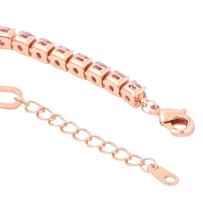 Yellow Chimes Yellow Chimes Bracelet for Women and Girls Fashion Crystal Bracelets for Women Rosegold Plated Tennis Cubic Zirconia China Bracelet Birthday Gift For Girls Women Anniversary Gift for Wife Earrings