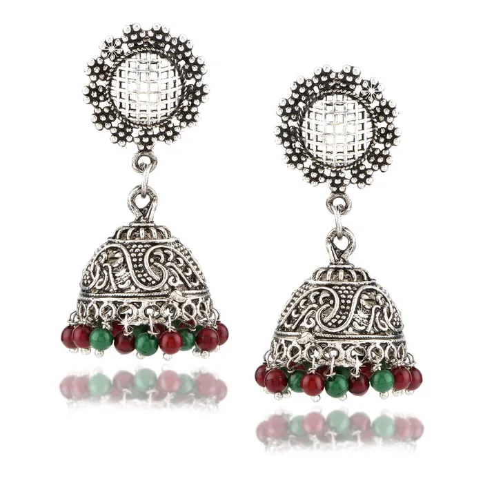 Yellow Chimes Yellow Chimes Carved Oxidized Silver Jhumka Earrings for Women and Girls Earrings Yellow Chimes Yellow Chimes Carved Oxidized Silver Jhumka Earrings for Women and Girls Earrings