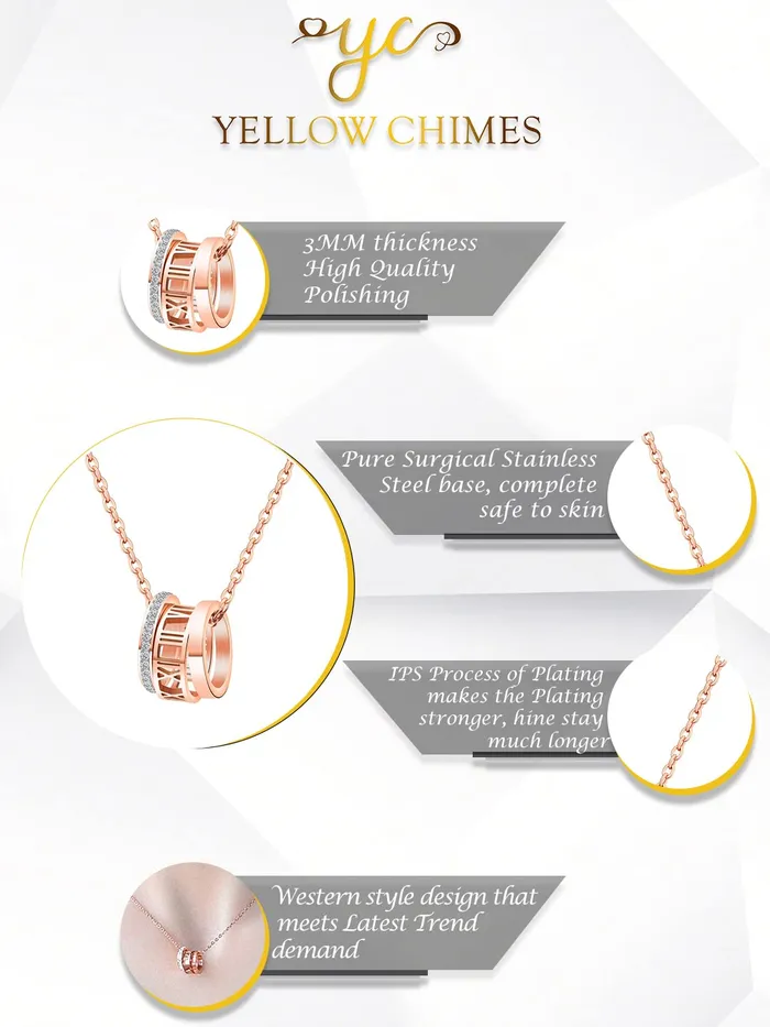 Yellow Chimes Yellow Chimes Chain Pendant for Women Rose GoldPlated Rings Charm Chain Pendant Necklace for Women and Girls Necklaces