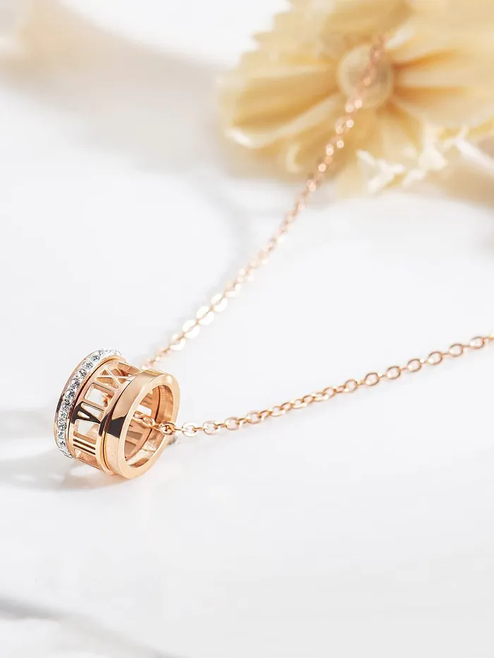 Yellow Chimes Yellow Chimes Chain Pendant for Women Rose GoldPlated Rings Charm Chain Pendant Necklace for Women and Girls Necklaces