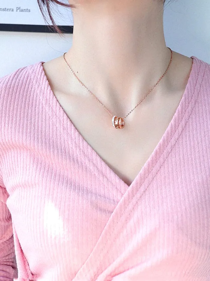 Yellow Chimes Yellow Chimes Chain Pendant for Women Rose GoldPlated Rings Charm Chain Pendant Necklace for Women and Girls Necklaces