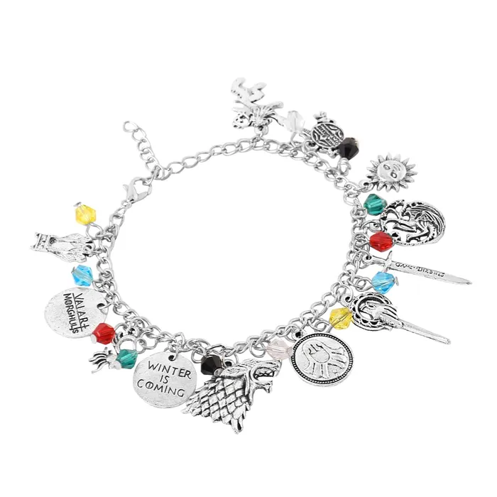 Yellow Chimes Yellow Chimes Charm Bracelet for Women Silver Bracelet Game of Thrones Merchandise Charms Bracelet for Girls and Women Earrings
