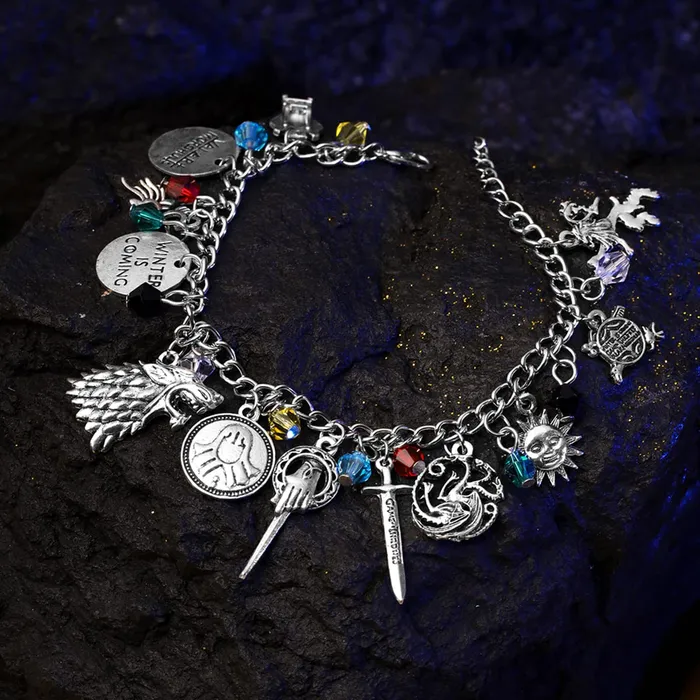 Yellow Chimes Yellow Chimes Charm Bracelet for Women Silver Bracelet Game of Thrones Merchandise Charms Bracelet for Girls and Women Earrings