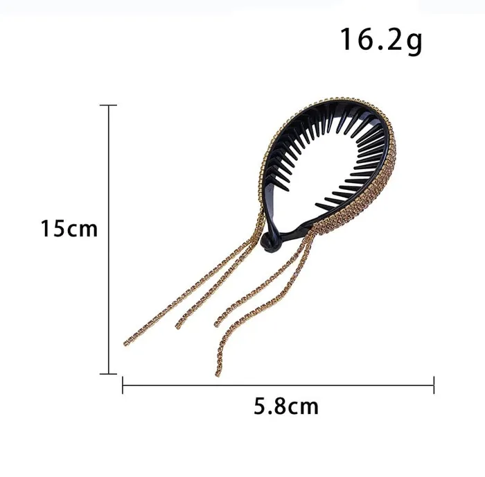 YELLOW CHIMES Yellow Chimes Claw Clips Hair Clutches Golden Ponytail Bun Clips for Hair Rhinestone Crystal Tassel Claws for Women and Girls Pack of 1 Gold Necklaces