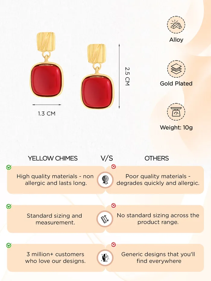 Yellow Chimes Yellow Chimes Drop Earrings for Women Fashion Earrings for Girls Combo of 2 Pairs Golden Drop Earrings Western Style Women Earrings Chic Reverie Birthday Anniversary Gift For Girls Women Earrings