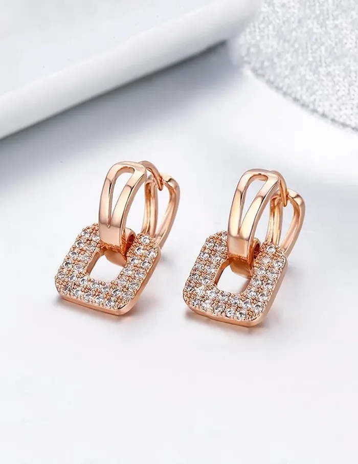 Yellow Chimes Yellow Chimes Earrings for Women and Girls Drop Earring for Girls Gold Plated Crystal Studded Square Shaped Drop Earrings Birthday Gift for girls and women Anniversary Gift for Wife Necklaces