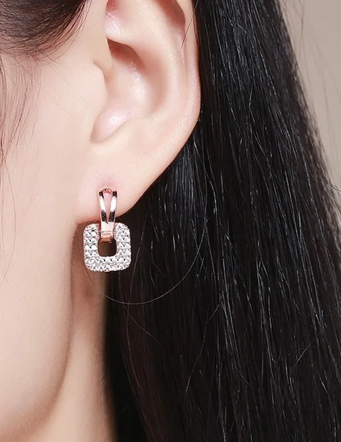 Yellow Chimes Yellow Chimes Earrings for Women and Girls Drop Earring for Girls Gold Plated Crystal Studded Square Shaped Drop Earrings Birthday Gift for girls and women Anniversary Gift for Wife Necklaces