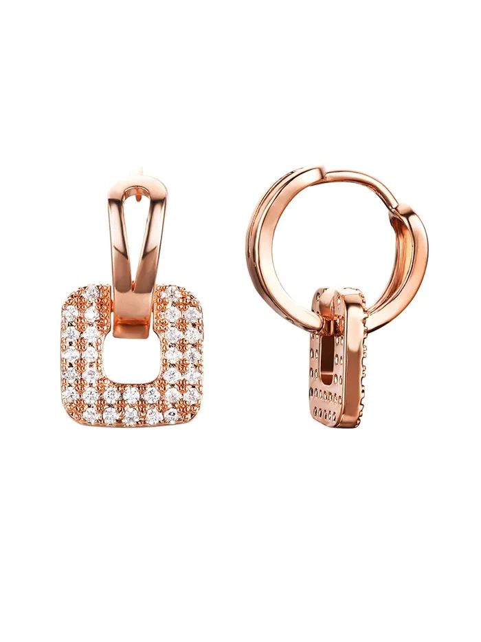 Yellow Chimes Yellow Chimes Earrings for Women and Girls Drop Earring for Girls Gold Plated Crystal Studded Square Shaped Drop Earrings Birthday Gift for girls and women Anniversary Gift for Wife Necklaces