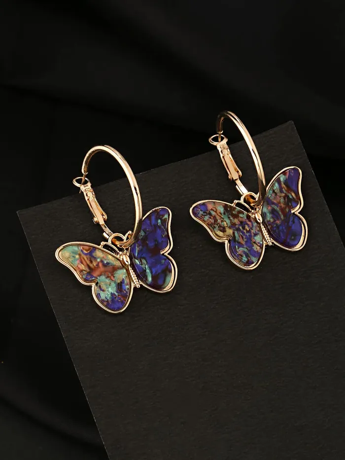 Yellow Chimes Yellow Chimes Earrings for Women and Girls Drop Earrings for Girls Gold Plated Blue Color Butterfly Drop Earrings Birthday Gift for girls and women Anniversary Gift for Wife Earrings
