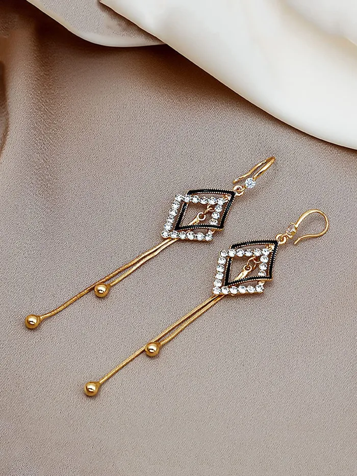 Yellow Chimes Yellow Chimes Earrings for Women and Girls Geometric Designed Dangler Gold Tone Long Dangler Earrings Birthday Gift for girls and women Anniversary Gift for Wife Earrings