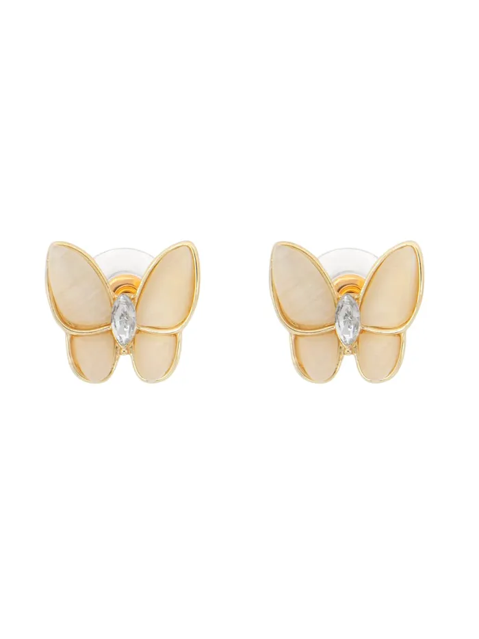 Yellow Chimes Yellow Chimes Earrings for Women and Girls Golden Stud Earrings for Women Gold Plated Opal Stone Butterfly Shaped Stud Earrings Birthday Gift for girls and women Anniversary Gift for Wife Necklaces