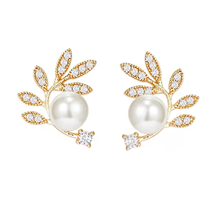 Yellow Chimes Yellow Chimes Earrings For Women Gold Tone Leaflet Designed Pearl Studded Stud Earrings For Women and Girls Necklaces Yellow Chimes Yellow Chimes Earrings For Women Gold Tone Leaflet Designed Pearl Studded Stud Earrings For Women and Girls Necklaces