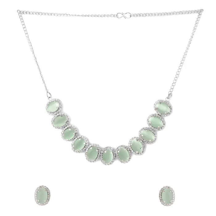 Yellow Chimes Yellow Chimes Jewellery Set for Women and Girls Crystal Jewellery Set for Women Gold Plated Green Stone Choker Necklace Set Birthday Gift for girls and women Anniversary Gift for Wife Earrings