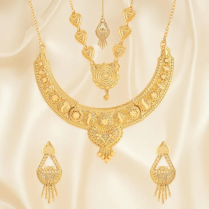 Yellow Chimes Yellow Chimes Jewellery Set for Women and Girls One Gram Gold Jewellery Set for Women Gold Plated Bridal Choker Necklace Set Birthday Gift for Girls Women Anniversary Gift for Wife Necklaces
