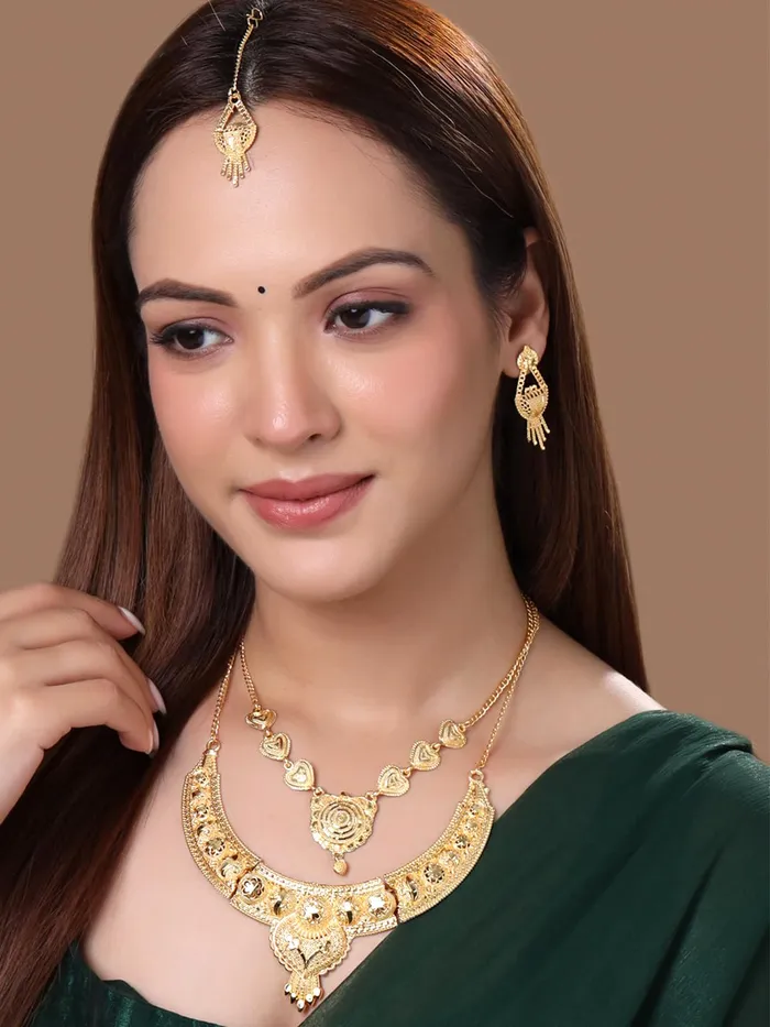Yellow Chimes Yellow Chimes Jewellery Set for Women and Girls One Gram Gold Jewellery Set for Women Gold Plated Bridal Choker Necklace Set Birthday Gift for Girls Women Anniversary Gift for Wife Necklaces
