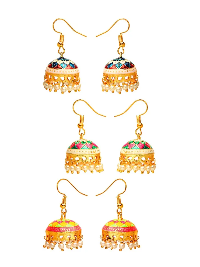 Yellow Chimes Yellow Chimes Meenakari Jumka Earrings with Ethnic Design Gold Plated Traditional Beads Combo of 3 pair for Women and Girls Necklaces Yellow Chimes Yellow Chimes Meenakari Jumka Earrings with Ethnic Design Gold Plated Traditional Beads Combo of 3 pair for Women and Girls Necklaces