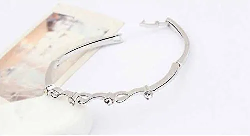 Yellow Chimes Yellow Chimes Moxie Collection Waves of Wonder Alloy Silver Crystal Bracelet for Women and Girls Earrings