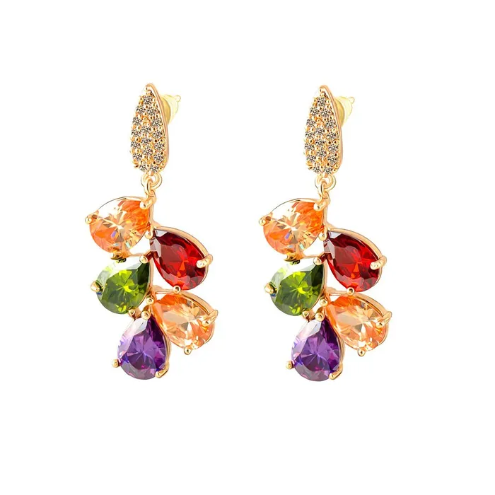 Yellow Chimes Yellow Chimes Multi color Swiss Cubic Zirconia 18K Gold Plated Dangle Drop Earring for Women Bracelets