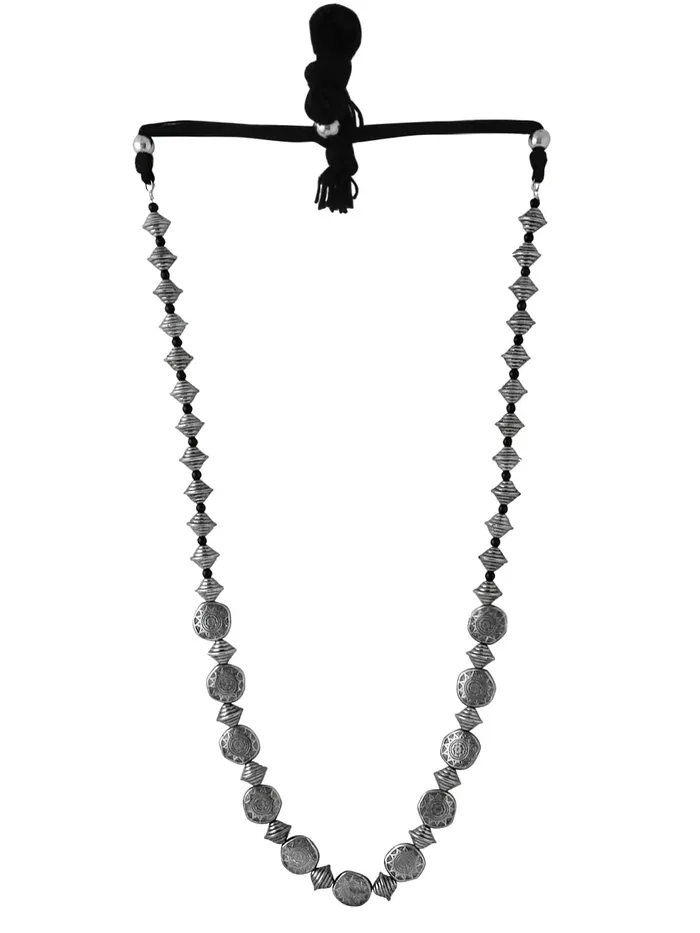 Yellow Chimes Yellow Chimes Necklace For Women Silver Oxidised Beads Long Adjustable Vintage Traditional Necklace For Women and Girls Earrings